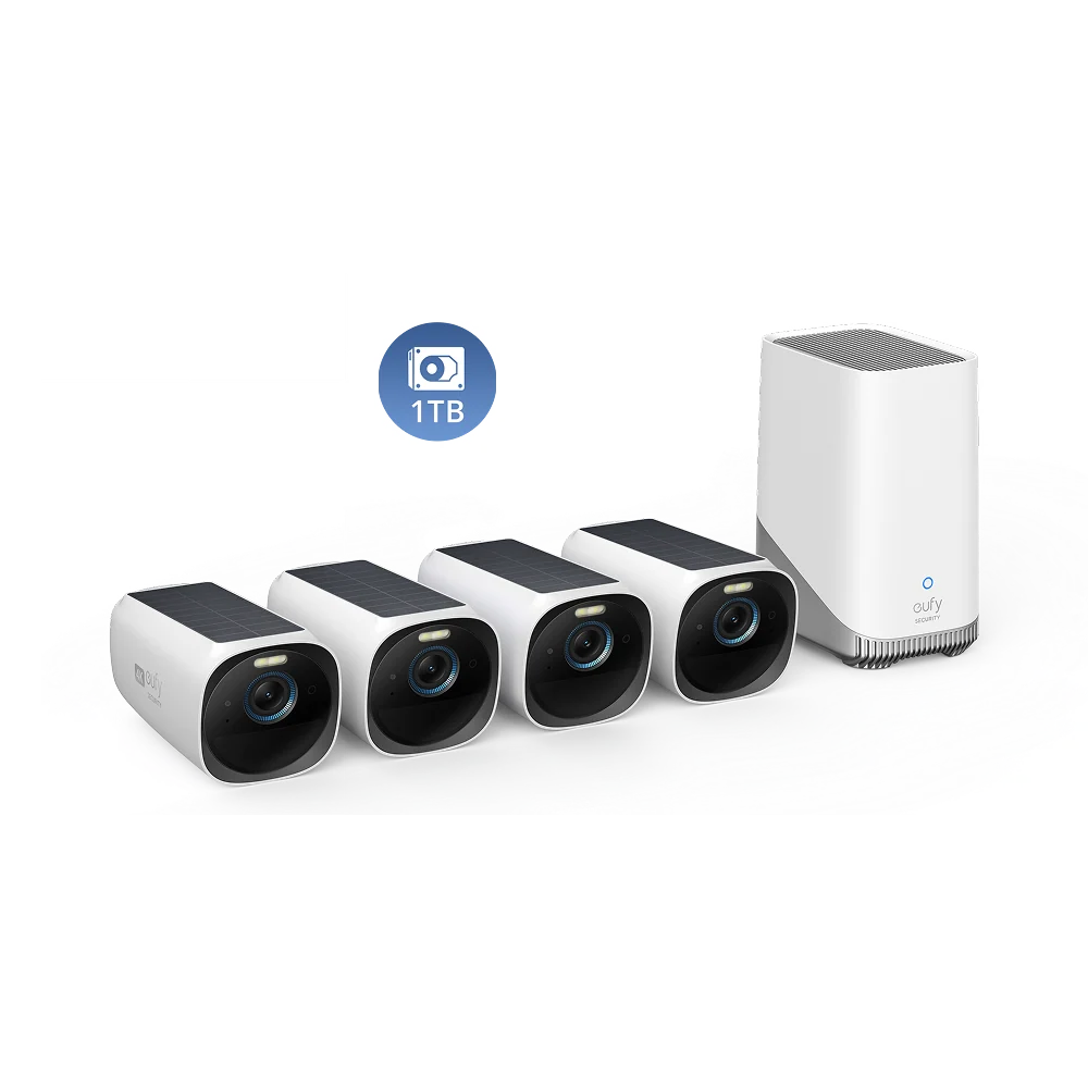 eufyCam S330 (eufyCam 3) 4-Cam Kit + 1 TB Hard Drive