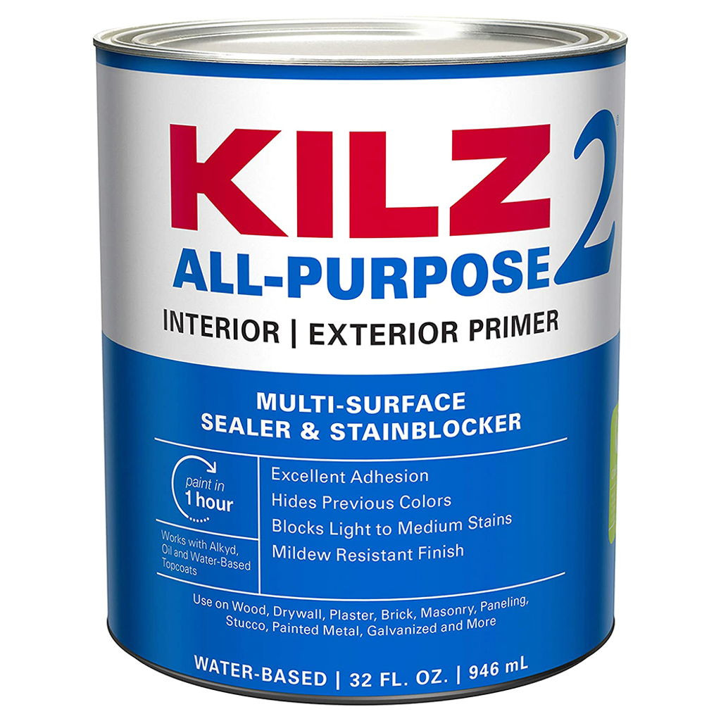 2 Latex Interior/Exterior Sealer Stain Blocking Primer, White, 1 Qt.