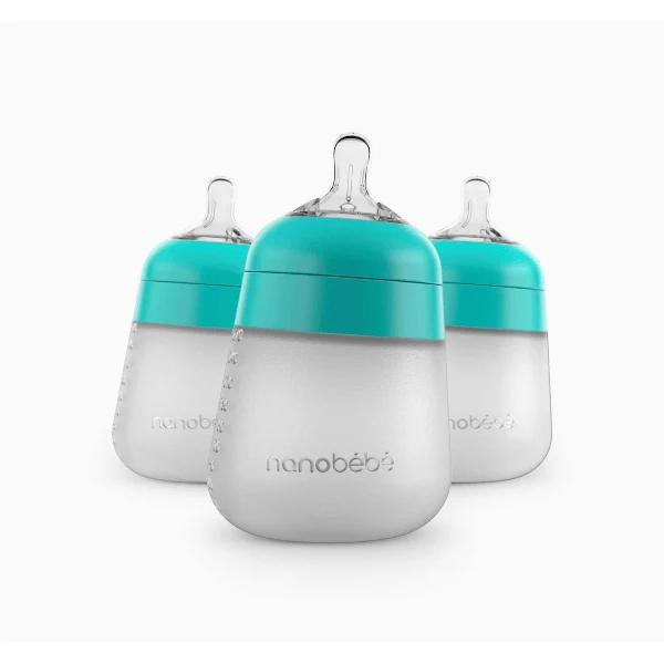 Nanobebe - 3Pk Silicone Baby Bottle, Gray, 9Oz