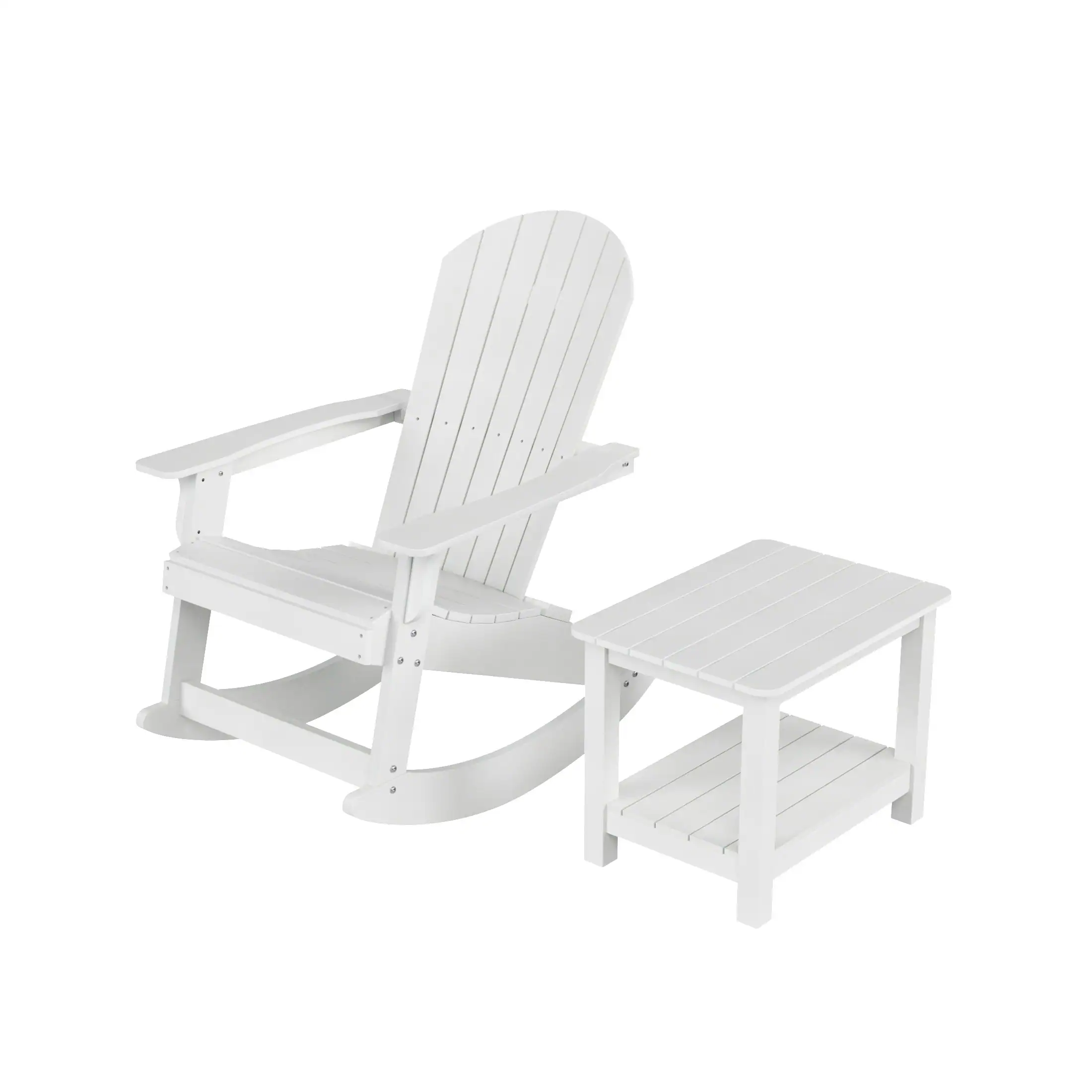 Tuscany 2-Piece HIPS Outdoor Rocking Adirondack Chair With Side Table