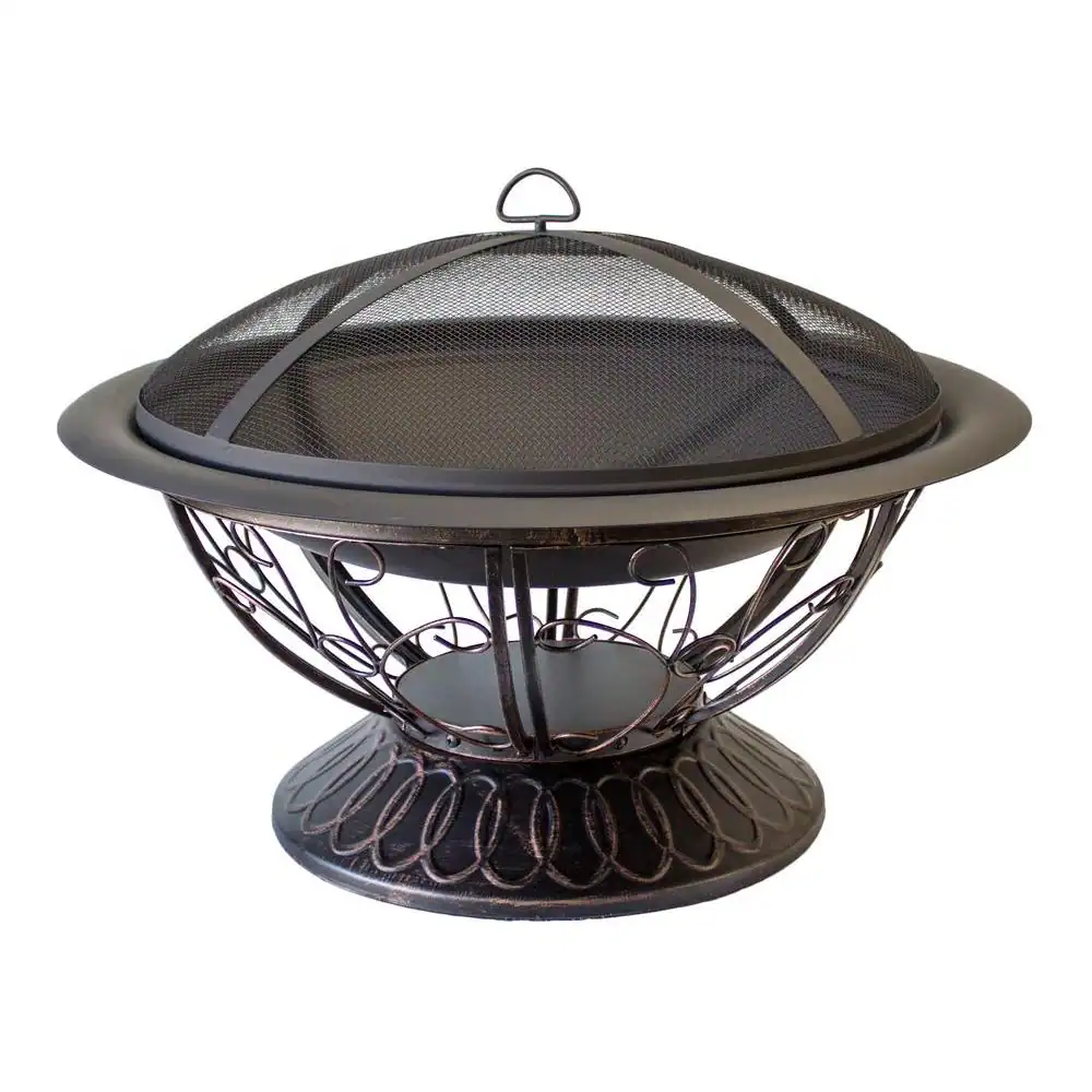 AZ Patio Heaters 30" Wood Burning Firepit with Scroll Design